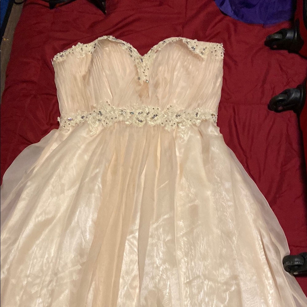 Elegant Strapless Cream Dress